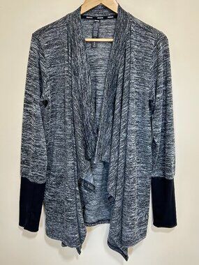 RBX Active Open Cascade Front Cardigan Sweater Marled Black Women's Size L